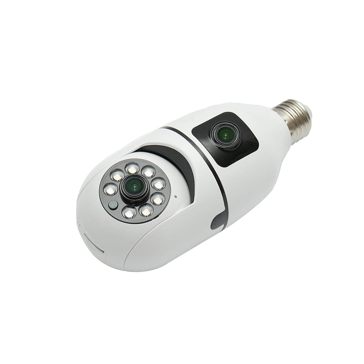 2 lens smart-bulb PTZ surveillance camera, WIFI 2.4G 1080P FHD 2MP, E27 bulb type with motion sensor, night vision and V380 Pro application