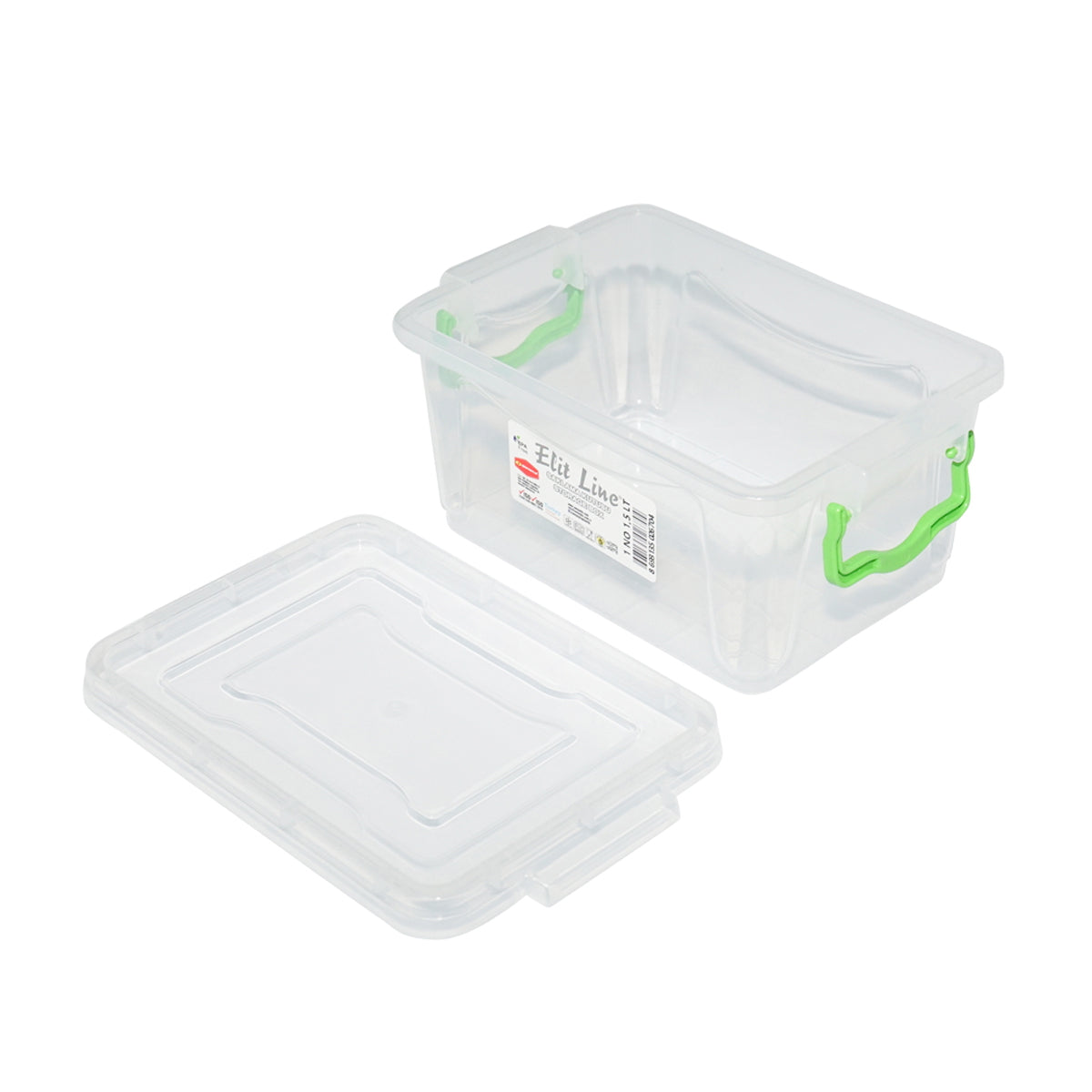 Storage box 1.5L with a plastic lid, transparent 210x140x100mm