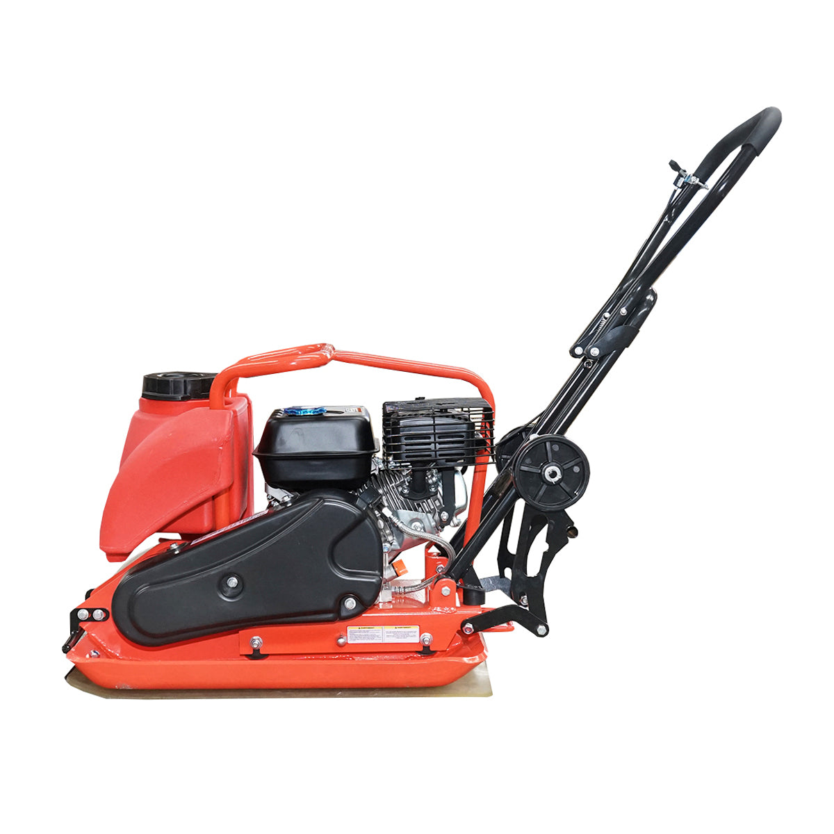 C100-A plate compactor with a working surface of 690x460mm, standard euro 5 engine, 196CC/6.5HP, 5400 RPM, 106Kg with Breckner Germany water tank.