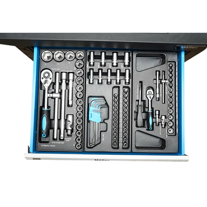 Metal tool cart cabinet with 7 drawers equipped with 496 pieces