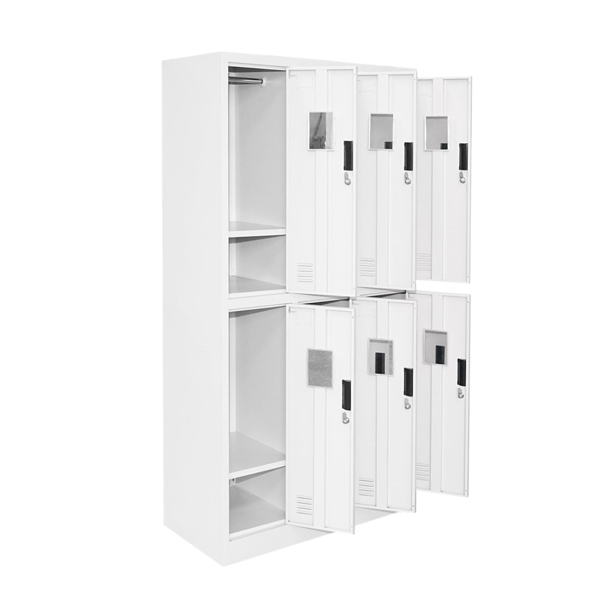 Metal cabinet type locker cushioned 1800x900x450mm 3x2 with 6 secured doors, gray Breckner Germany
