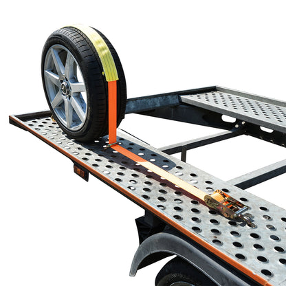 Car wheel anchoring strap 2.5m, hooks and ratchet Breckner Germany