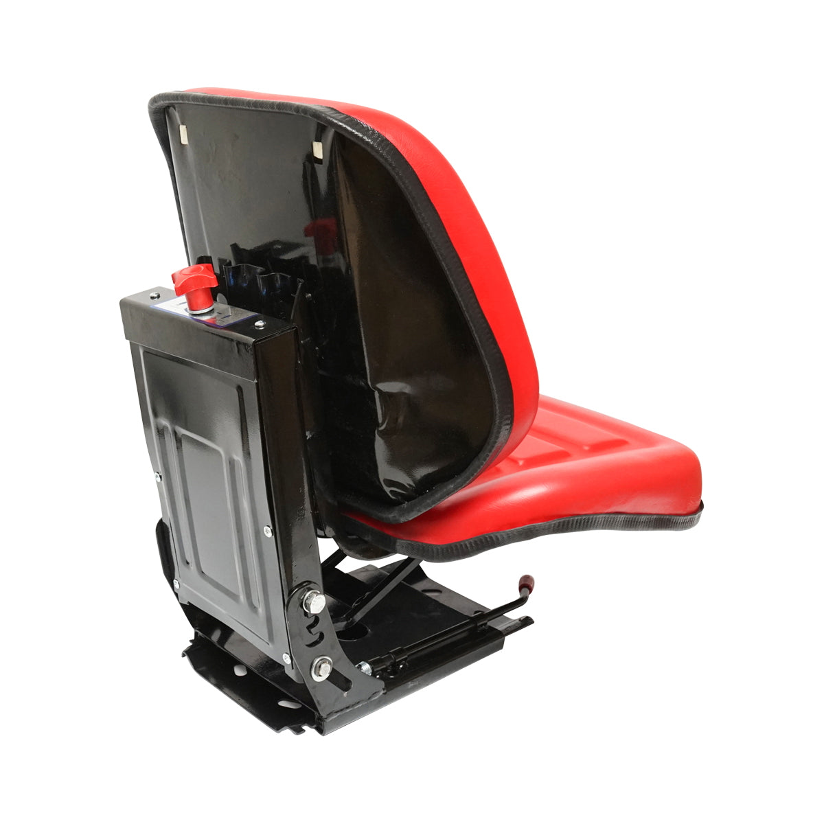Universal red chair with triple adjustment and shock absorber for tractor U-445