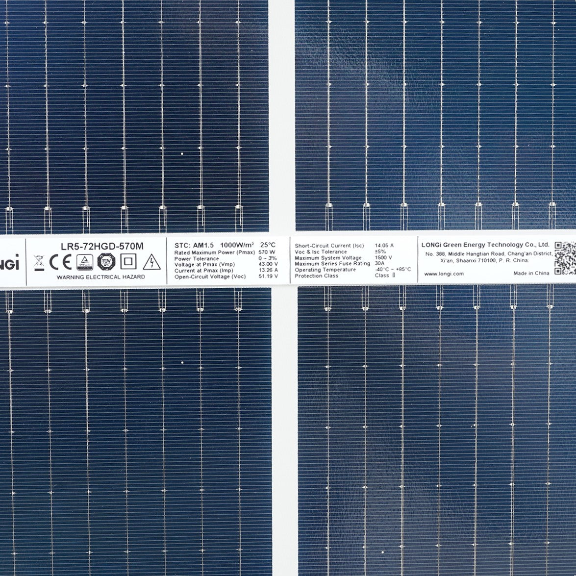 LONGI 570W LR5-72HGD-570M bifacial solar panel, photovoltaic, monocrystalline 2310x1120x35mm