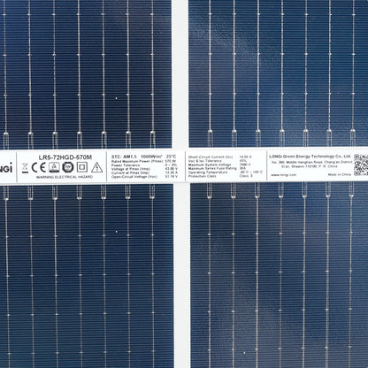 LONGI 570W LR5-72HGD-570M bifacial solar panel, photovoltaic, monocrystalline 2310x1120x35mm