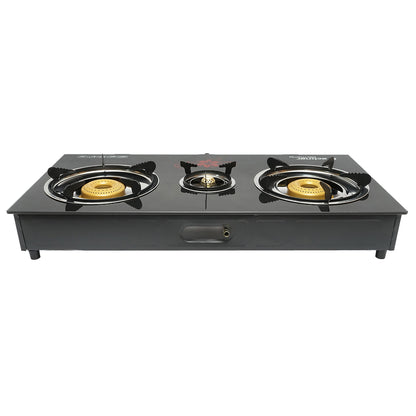 Hob, 3 burner metal stove 2.5KW, tempered glass 700x380x94mm Breckner Germany