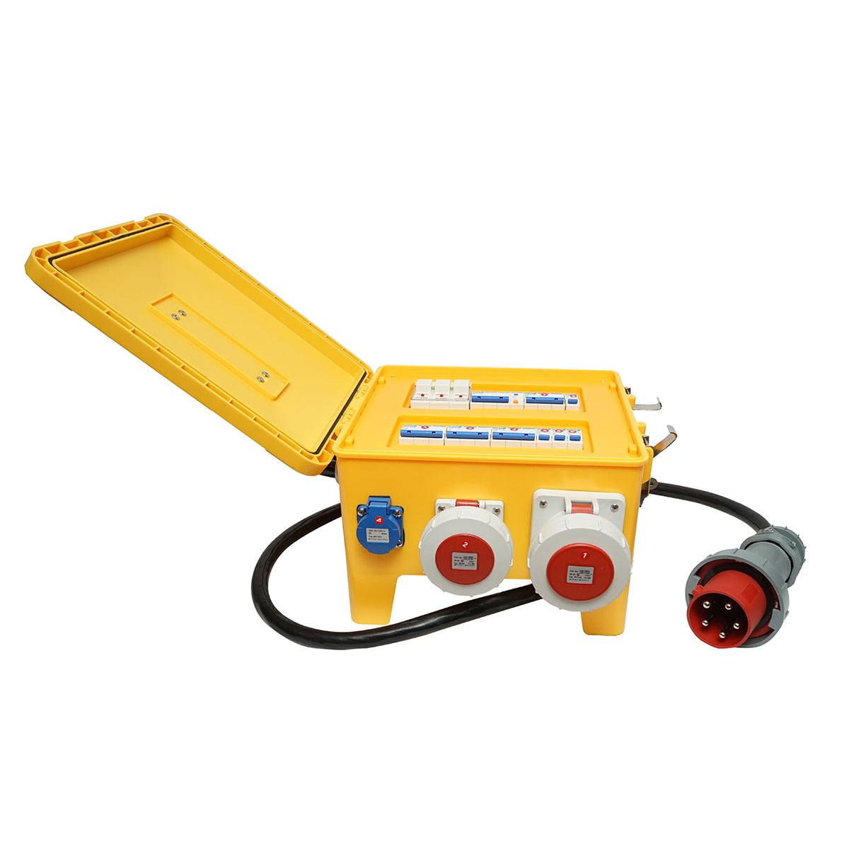 Group distribution board for portable site organization 2x415V/16A, 4x230V/16A, 1x415V/32A, 1x415V/63A, 370x340x330mm IP44/67 SUNTREE