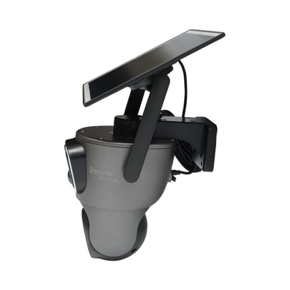 Surveillance camera with dual lens 6MP, 4G, WIFI 2.4 GHz with solar panel, 13500 mAh battery, PTZ control, motion sensor, human detection PIR, smart IR night vision, and Ubox application.