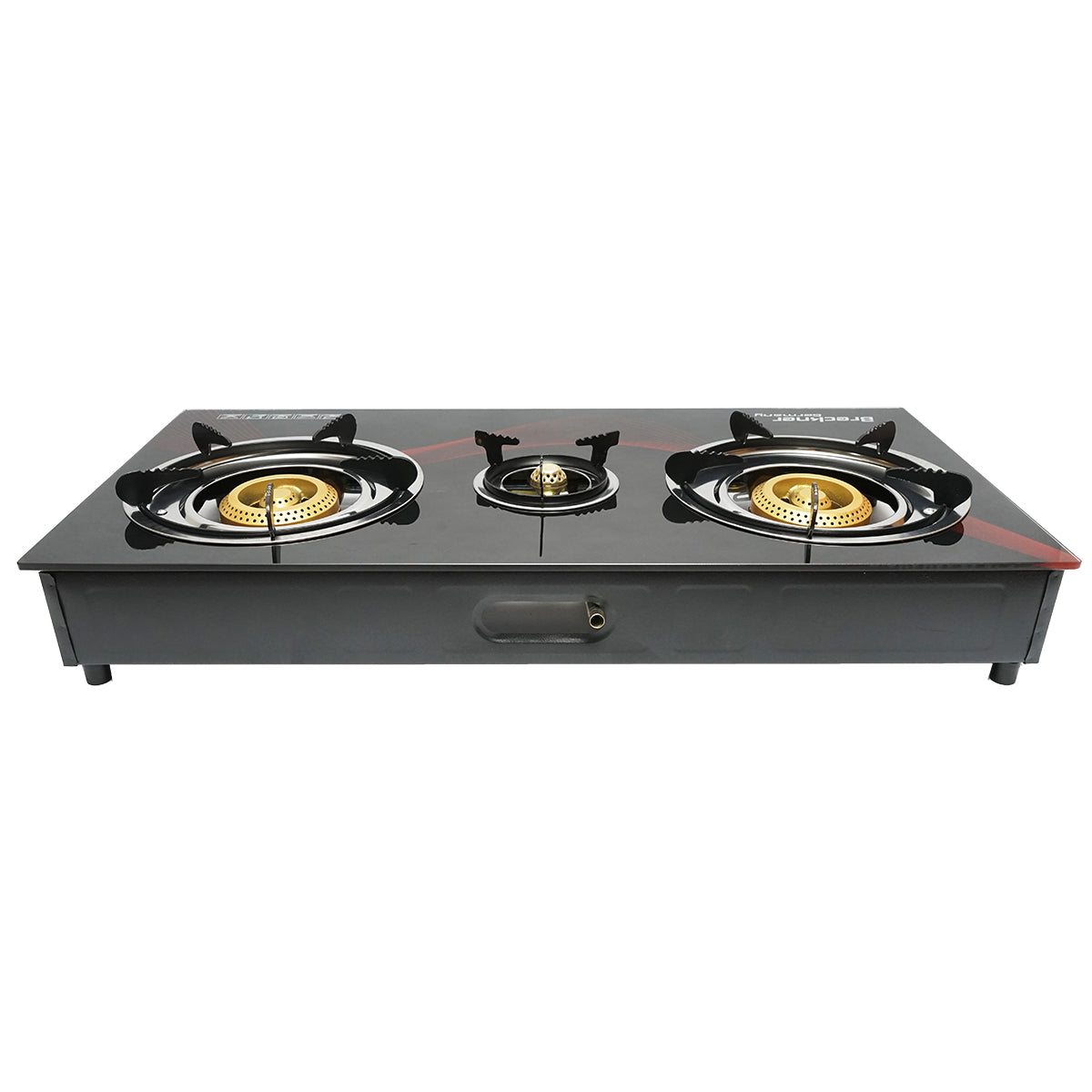 Gas stove, 3-burner cast iron 2.5KW, tempered glass 700x380x94mm Breckner Germany