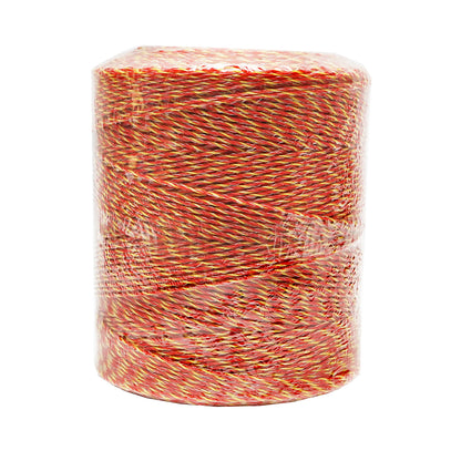 Roll of yellow-red wire 2mm with 6x0.15mm SS metal insert, resistance 8 Ohm/m, 1000m electric fence Mezofarm