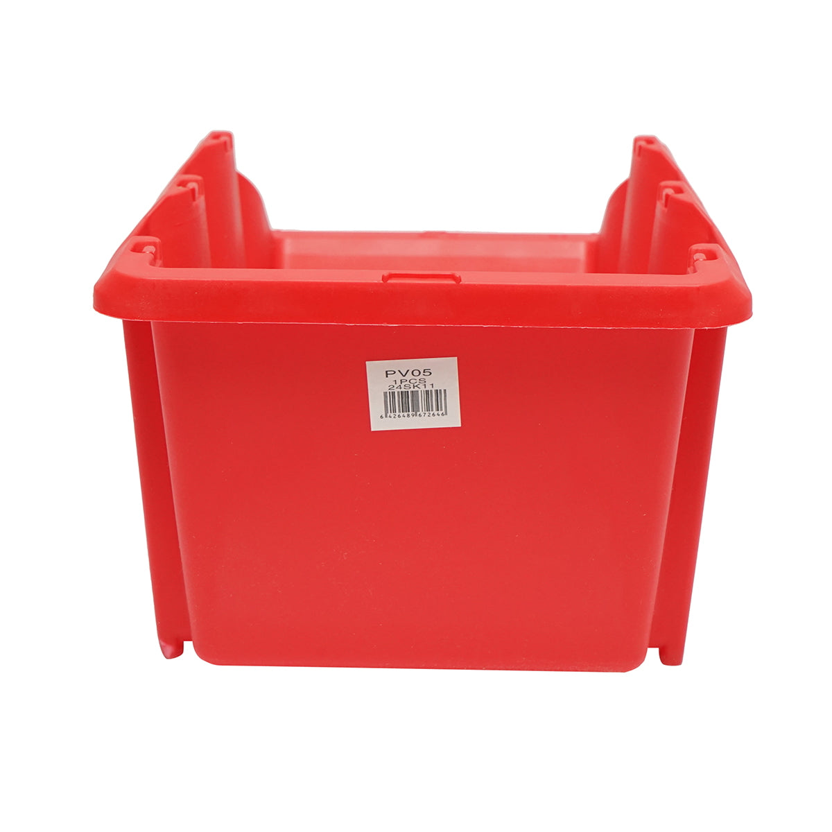 Red plastic storage box 360x215x155mm