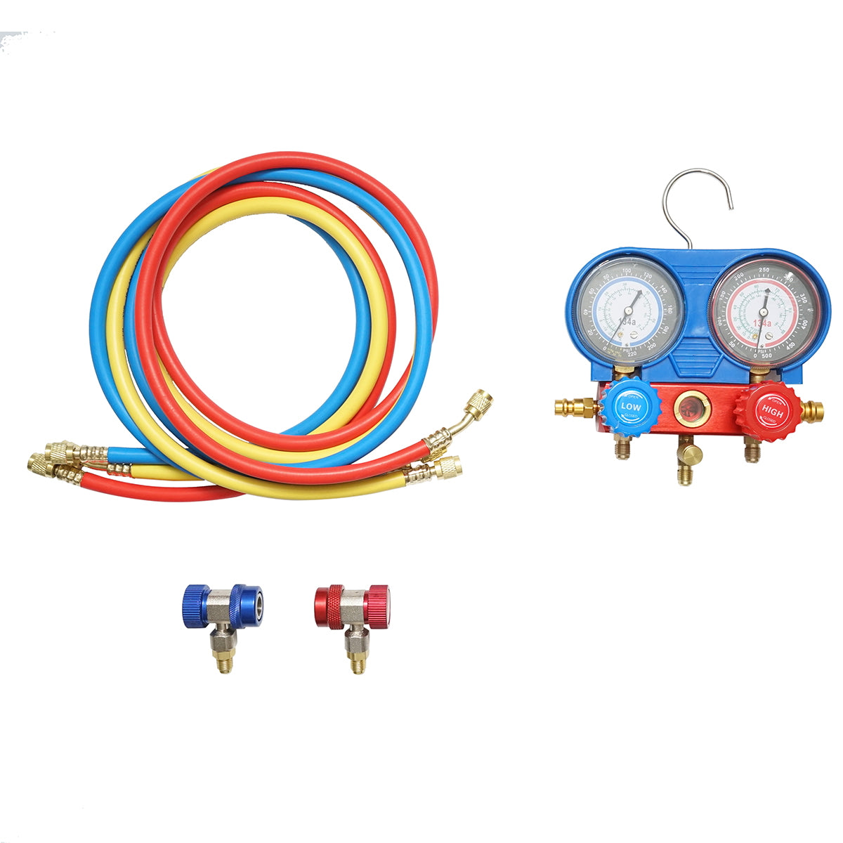 Verification and charging kit for automotive air conditioning systems, freon R22, R32, R134a, R410a
