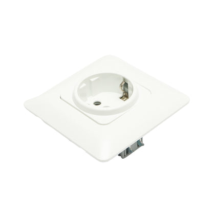 White plain Schuko socket with grounding ST 220V - 250V, 16A recessed