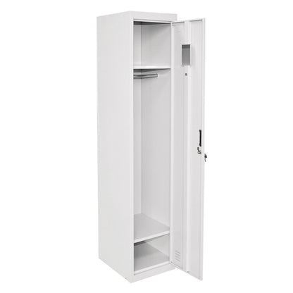 Double metal locker cupboard 1800x450x380mm with secure door, 2 shelves, bar, mirror and ventilation, gray Breckner Germany