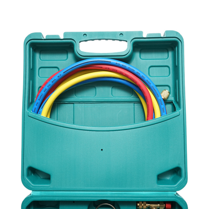 Verification and charging kit for automotive air conditioning systems, freon R22, R32, R134a, R410a