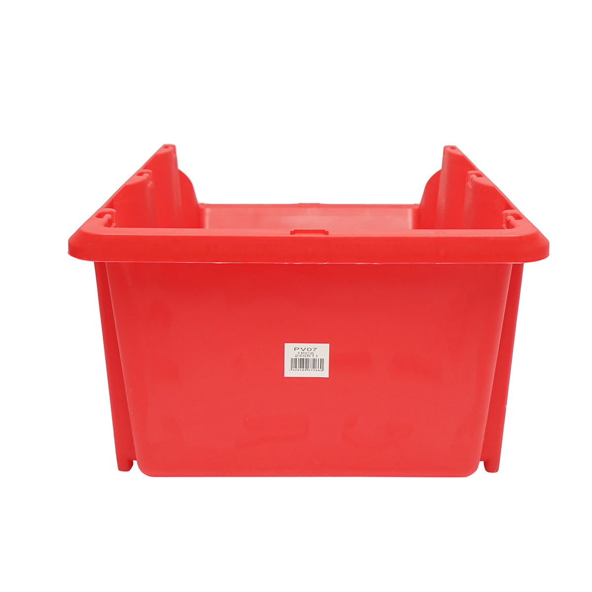 Red plastic storage box 490x300x195mm