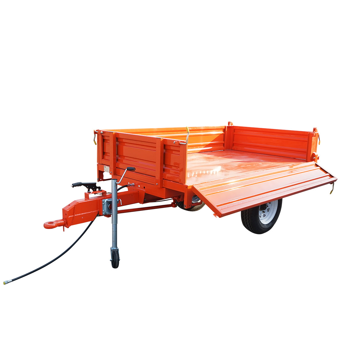 1-ton tipper trailer with electrical system, single axle, and 185R14 tires