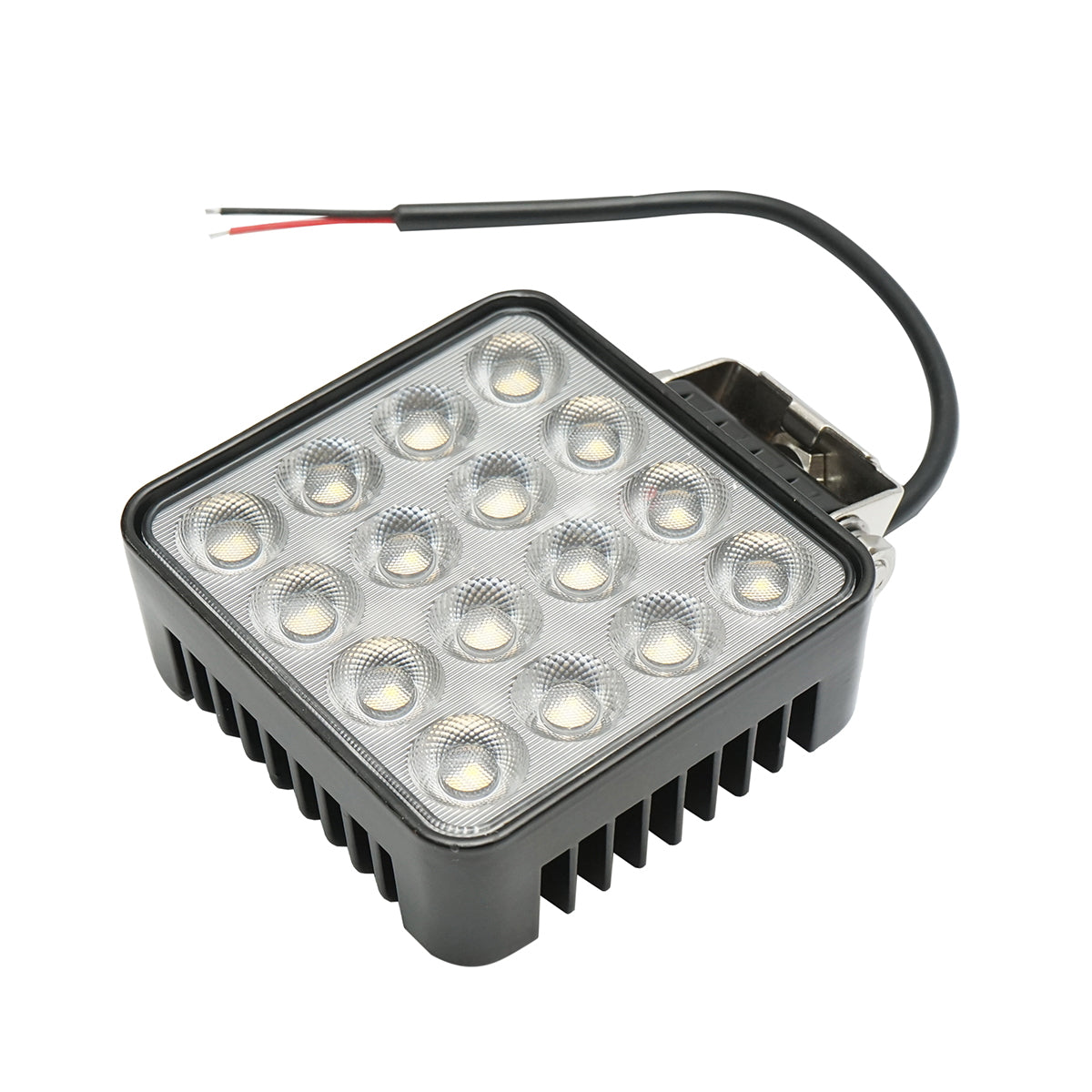 Square LED floodlight projector 12-48V, 48W, 3000K aluminum housing 110x110x45mm