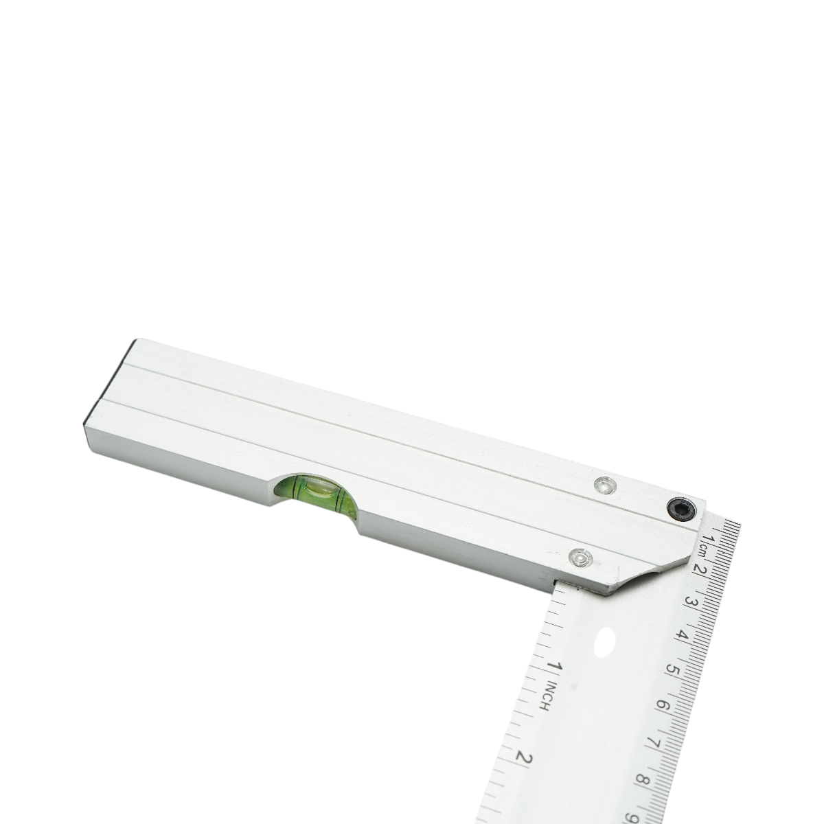 Professional carpenter's square with level 350mm/14 inch, aluminum handle, stainless steel ruler Crownman