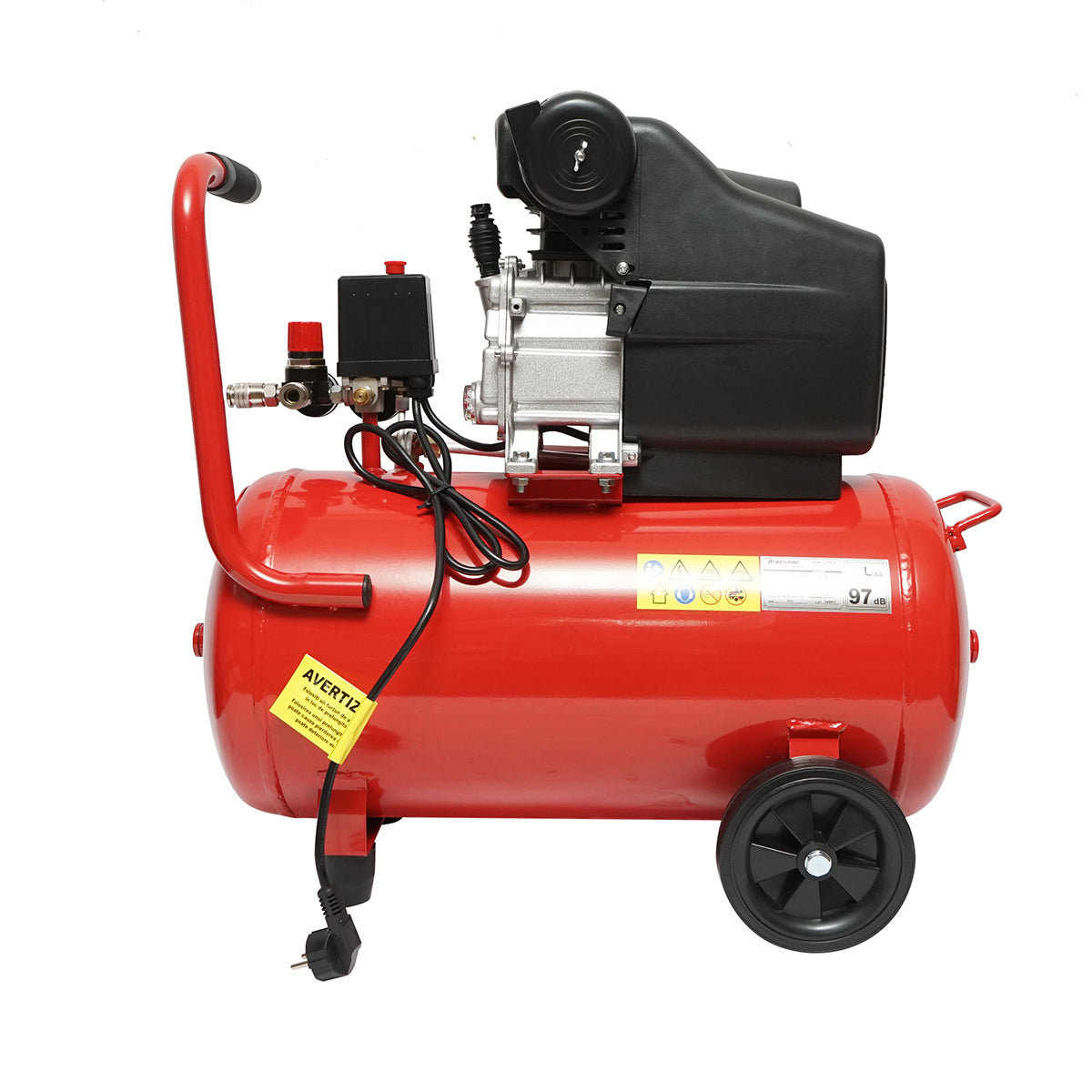 Air compressor with a volume of 50L, power 1.5kW/2HP, maximum pressure 8 Bar, air intake volume 184L, Breckner Germany