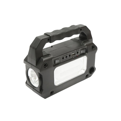 Portable LED lighting kit with 3 bulbs/projector, solar panel, FM radio and 4500 mAh battery for fishing camping GD-8081FM