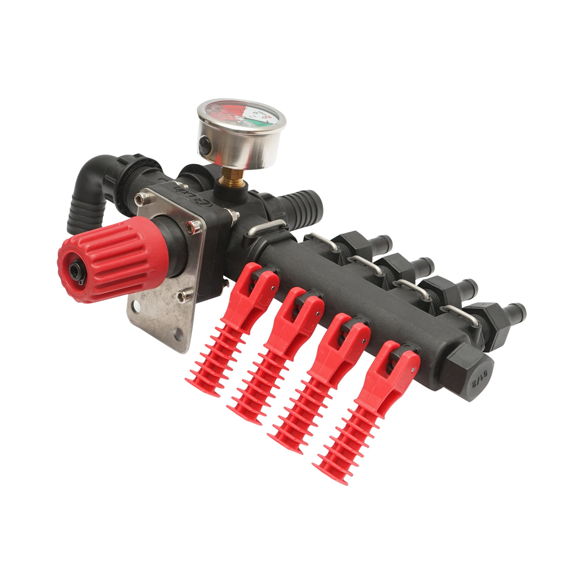 Distributor with 4 outlets and glycerin manometer for herbicide sprayer (compatible with Polish model)