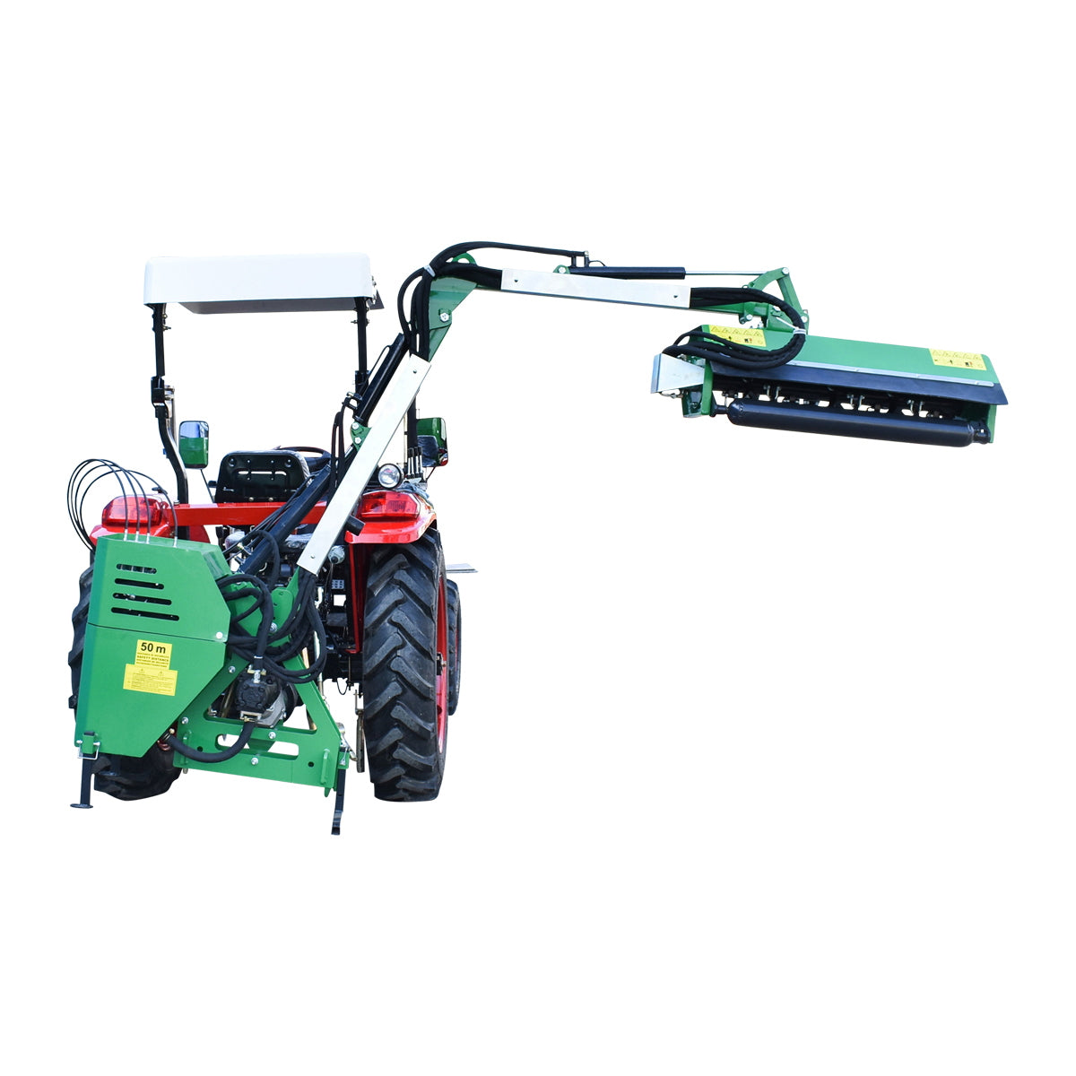 Articulated hydraulic arm mounted with 800mm choppers for hedge trimming