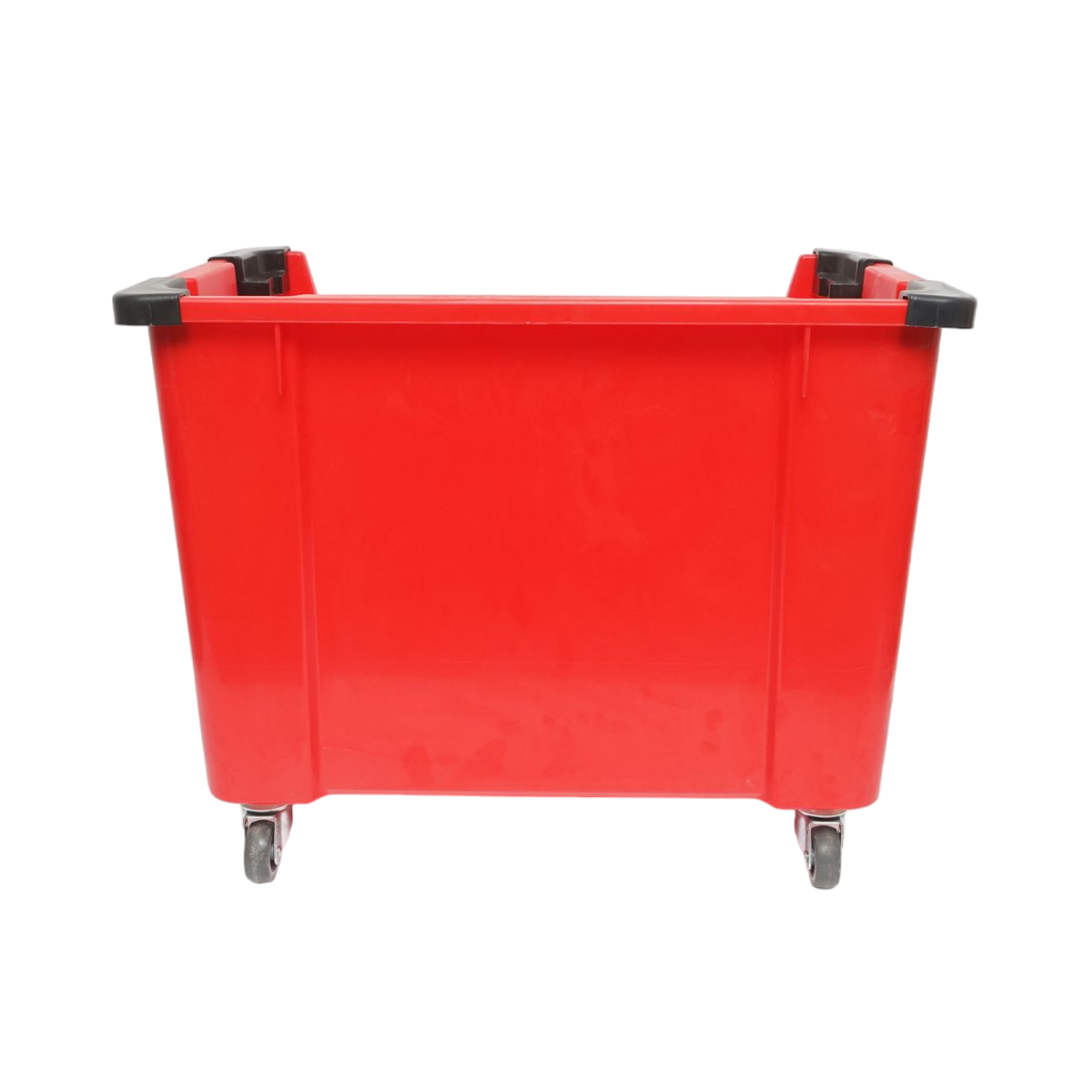 Red plastic storage box with wheels 545x345x395mm