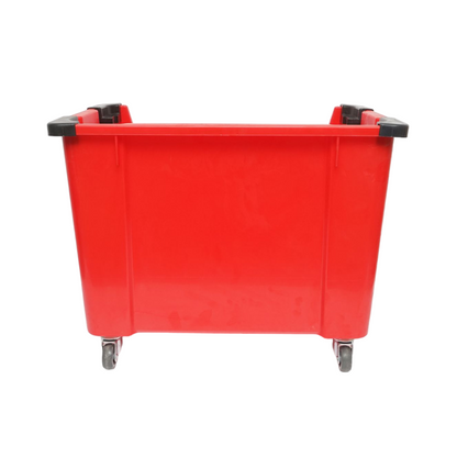 Red plastic storage box with wheels 545x345x395mm