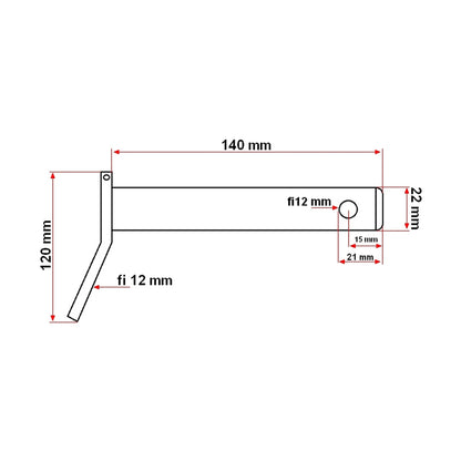 Bolt with chain and crank, diameter 22mm