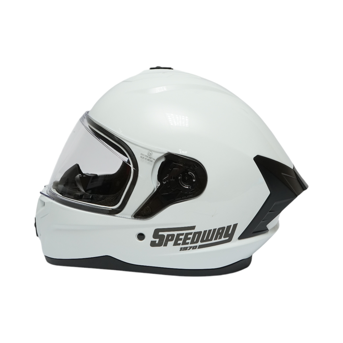 White full-face motorcycle helmet with clear visor, size XL Grit