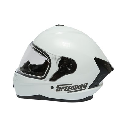 White full-face motorcycle helmet with clear visor, size XL Grit