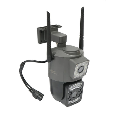 Dual lens surveillance camera 4G & WIFI, P2P 1080P, PTZ with motion sensor, human detection and V380 Pro application