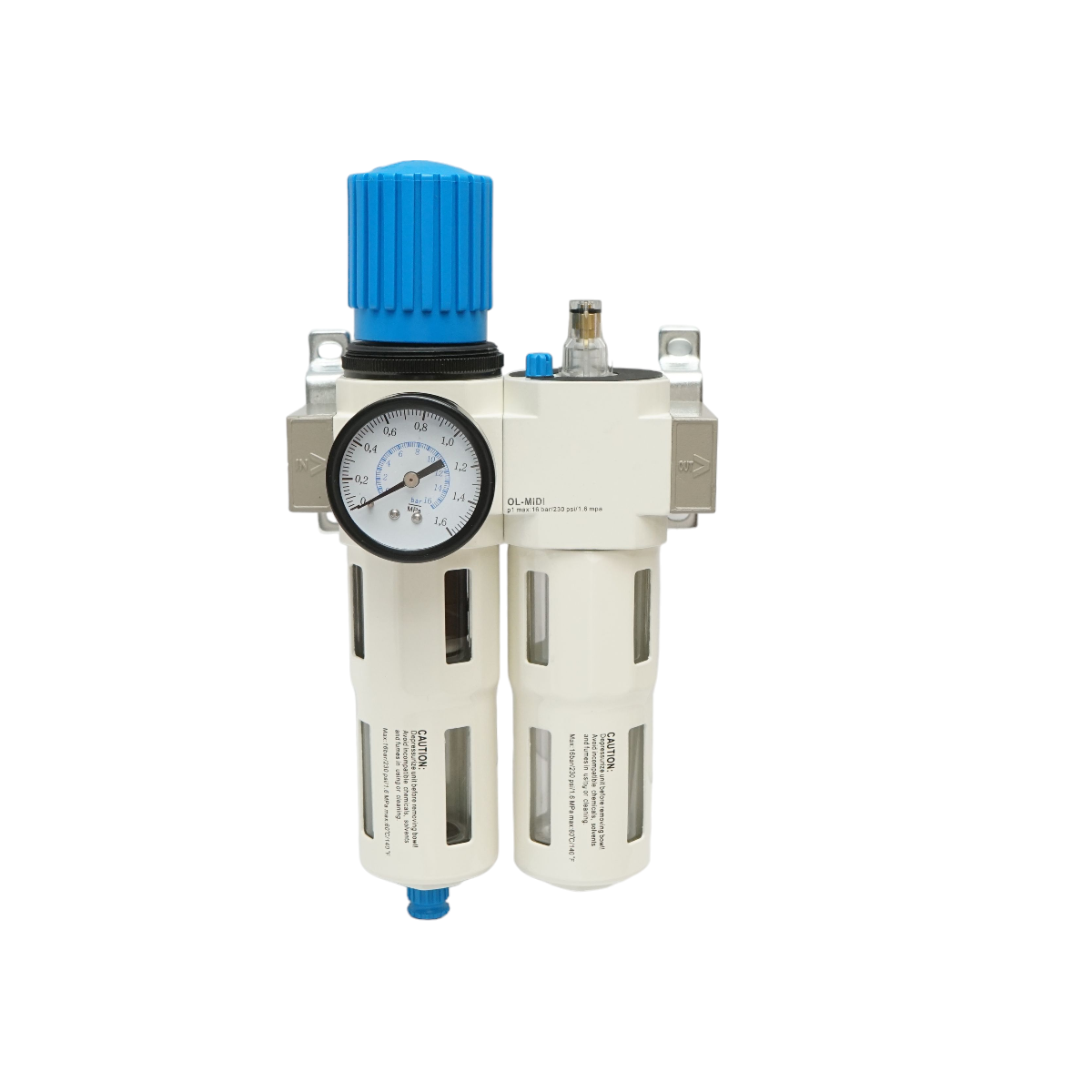 Air filter and lubricator with a maximum pressure regulator of 1.6 MPa, 1/2 connection.