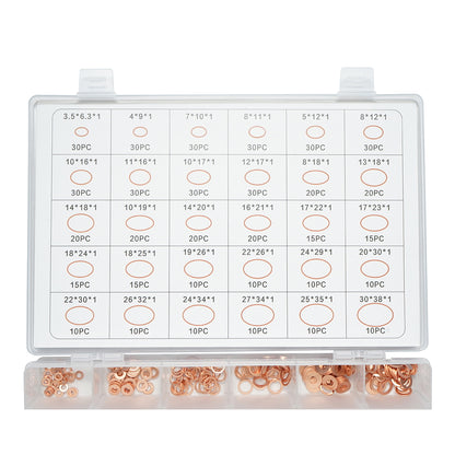 Copper washer set Ø 3.5-30mm 580 pieces