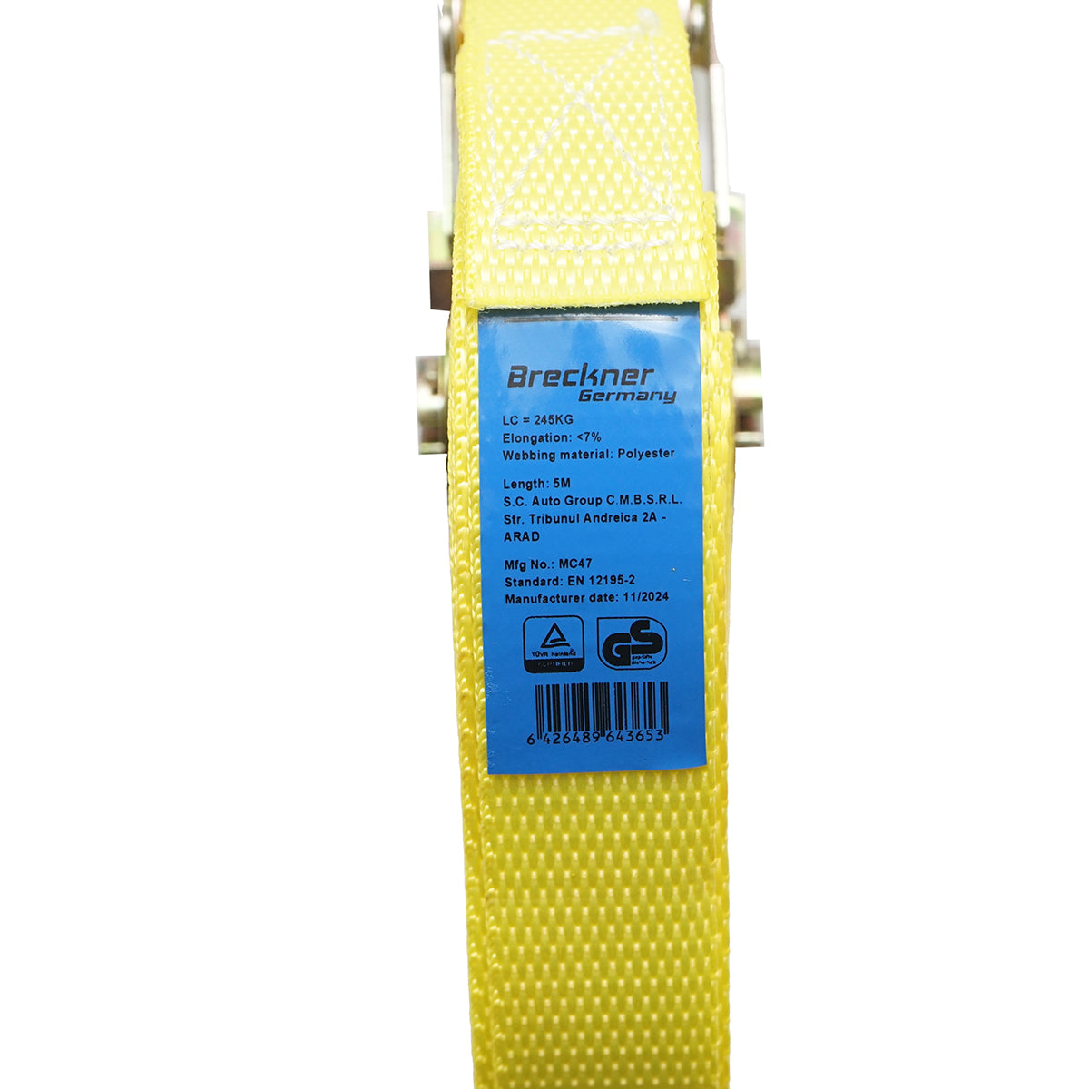 Cargo anchoring strap 5m x 25mm 245kg Breckner Germany