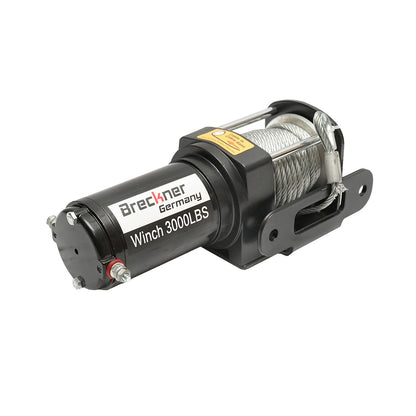 12V electric winch with remote control, 1.6T (3000lbs) steel cable 5x11m, 100A solenoid Breckner Germany