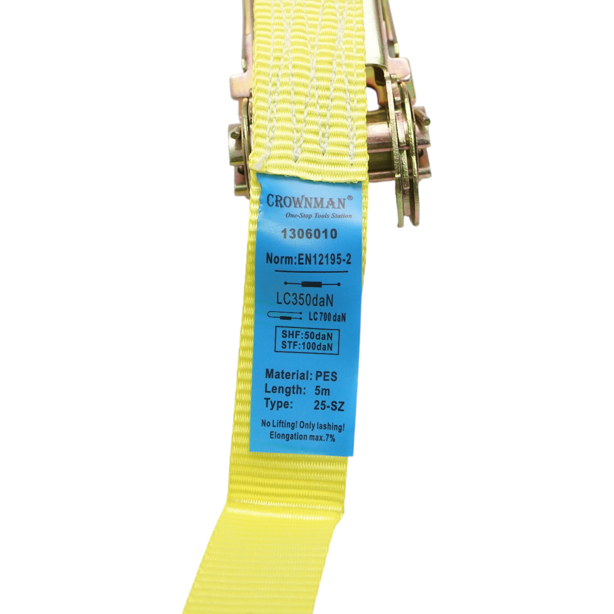 Cargo anchoring strap 5m x 25mm 700Kg (simple ratchet) Crownman
