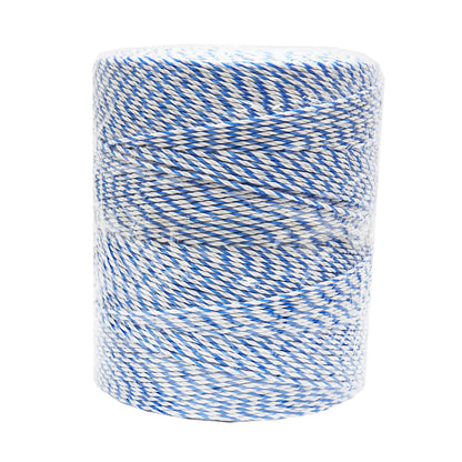 White-blue wire roll 3mm with metal insert 3x0.2mm SS, resistance 7.8 Ohm/m, 1000m electric fence Thor