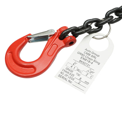 Anchor chain for heavy machinery with a ratchet tensioning device, load capacity 4T, chain length 6m, link thickness 8mm