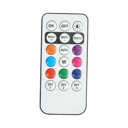 RGB strobe LED lamp with remote control, 10 modes, 8 colors, 150mAh lithium rechargeable USB-C battery IP65