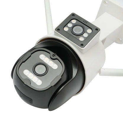 6MP dual lens surveillance camera, P2P WIFI 2.4G 1080P, PTZ with motion sensor, human detection and iCSee application