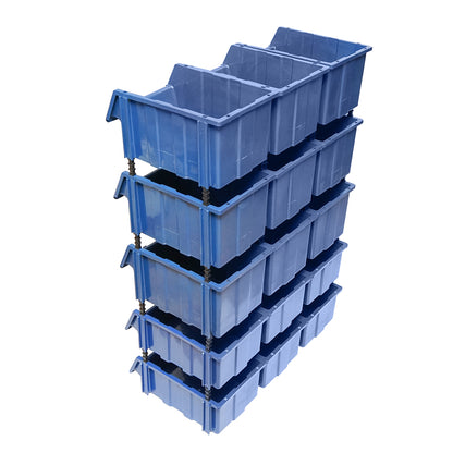 Stand with 15 storage/organization boxes, blue plastic box, 765x400x1100mm