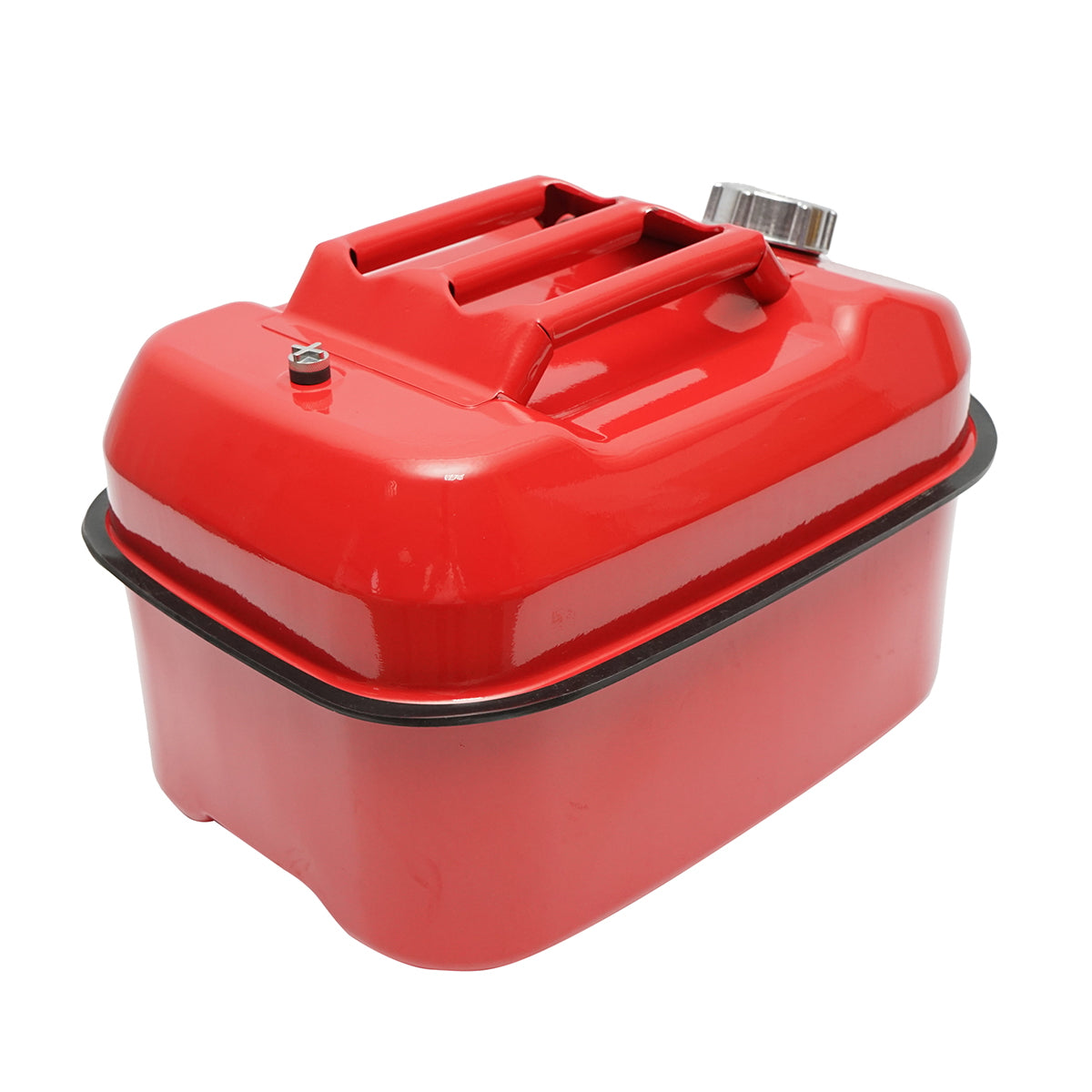 Horizontal metal canister 20L with flexible hose and screw cap