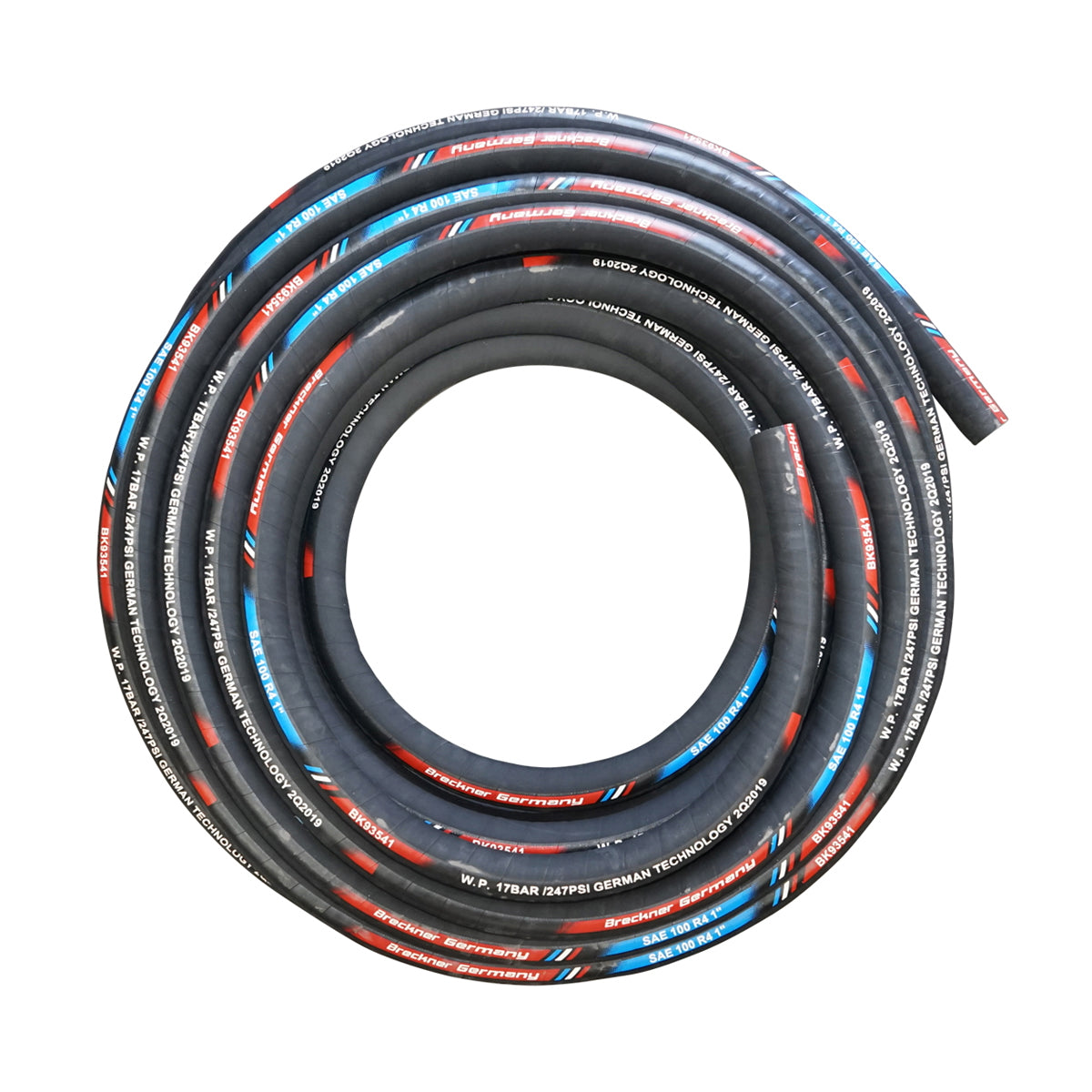 Hydraulic pressure hose roll 25m with double textile insert DN25 (int. FI25 / ext. FI41) SAE 100 R4 1