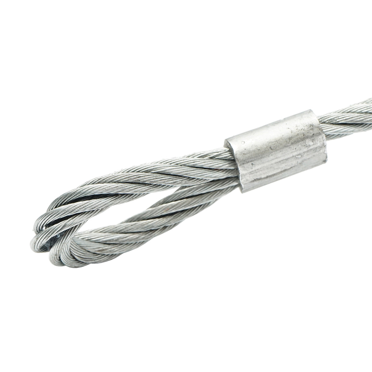 Steel winch cable with a thickness of 12mm and a length of 4m, hook and ring for towing or lifting.