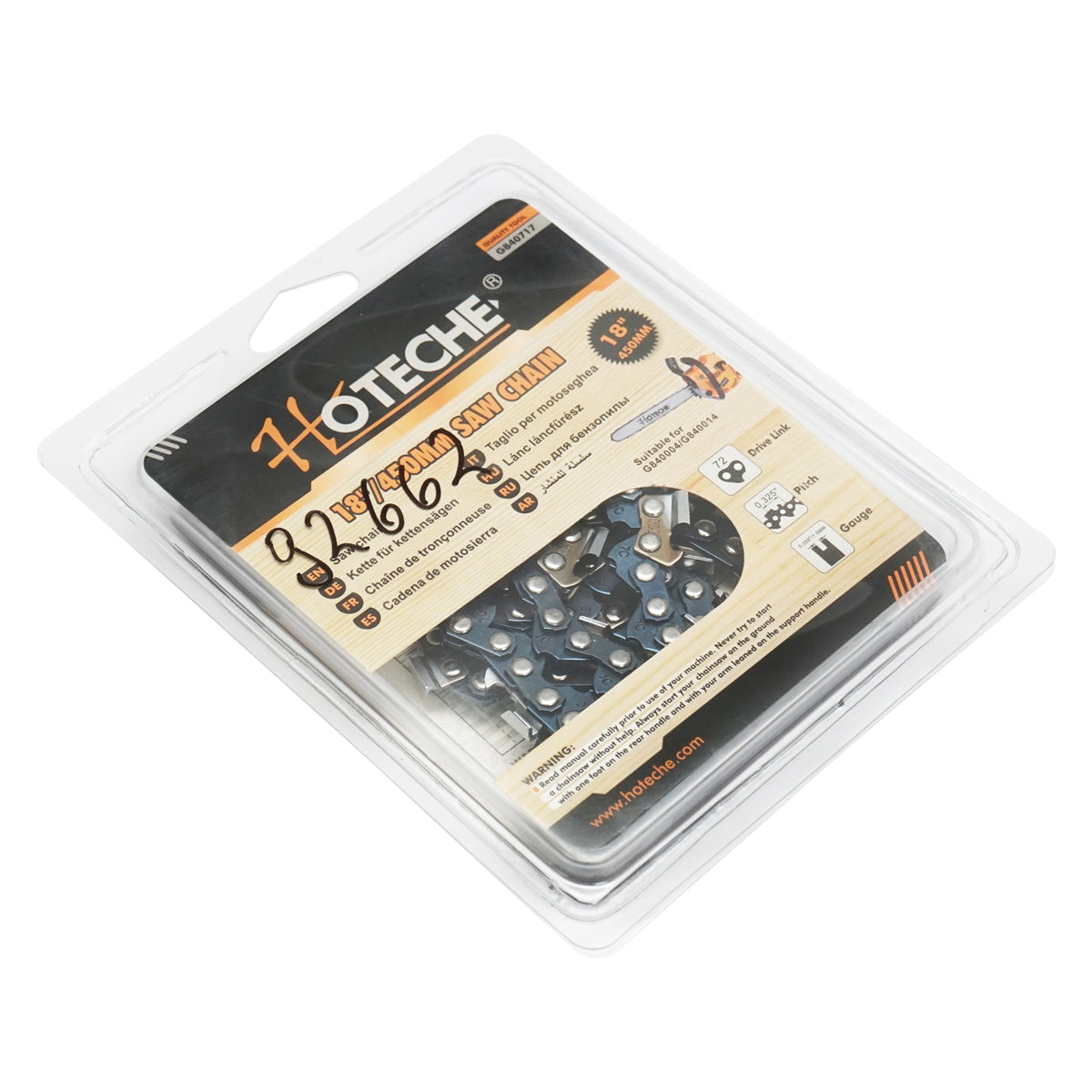 Chain saw chain 325 pitch, 72 links, 36 teeth, length 45cm (18 inch) Hoteche