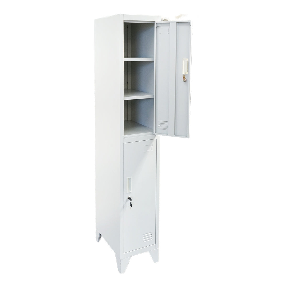 Double metal wardrobe cabinet type locker with 2 secured doors 1850x380x450mm, grey Breckner Germany