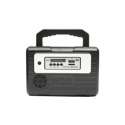 Portable LED lighting kit with 3 bulbs/projector, solar panel FM radio, MP3 and 4500 mAh battery for fishing camping GD-8028COB