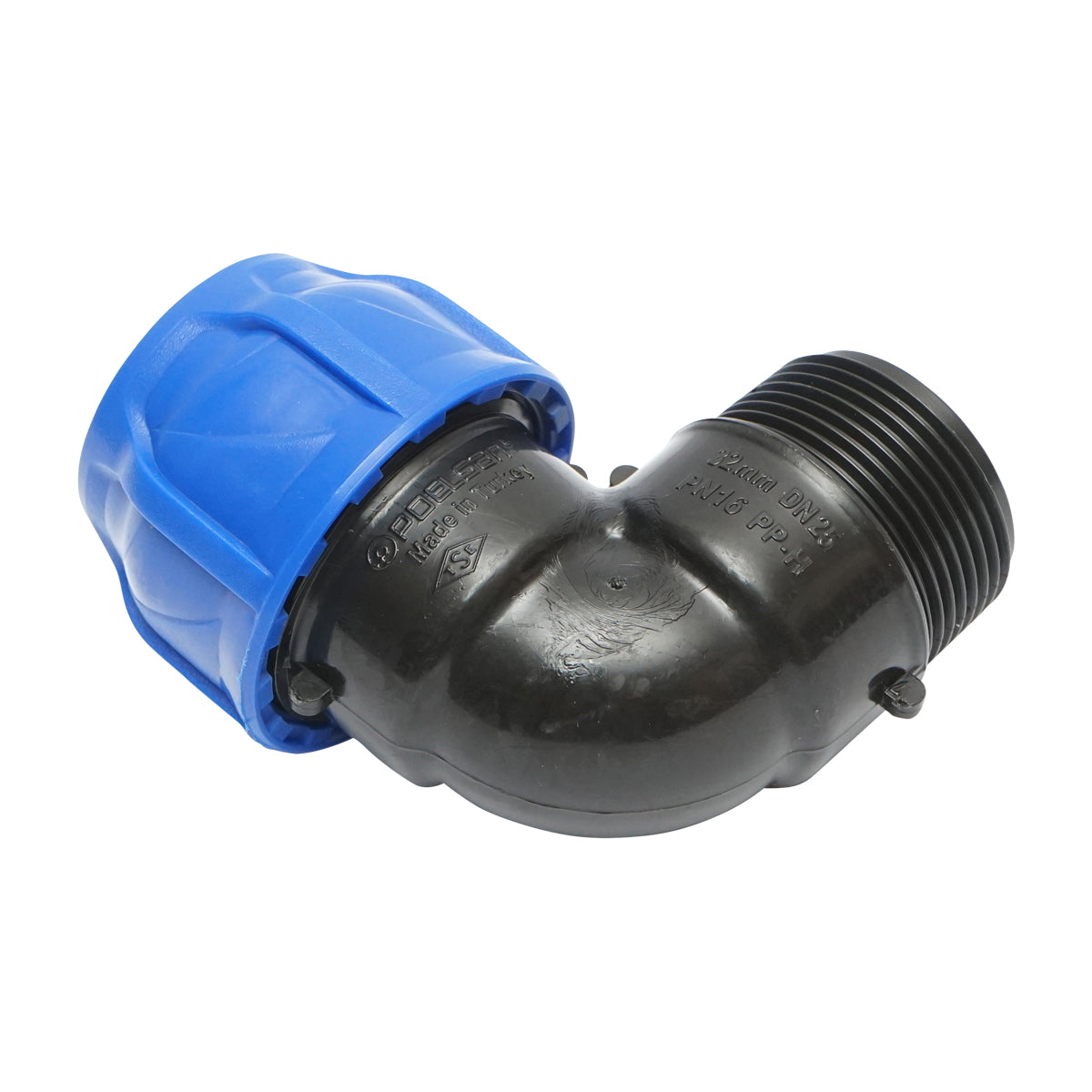 Compression fitting with external thread D32mmx1-1/4 toll PN16, for irrigation systems